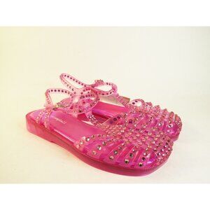 Jeffrey Campbell Hot Pink Bejeweled Jelly Sandals Flats, Size 6
